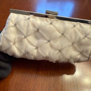 Elegant White Clutch with Silver Accents